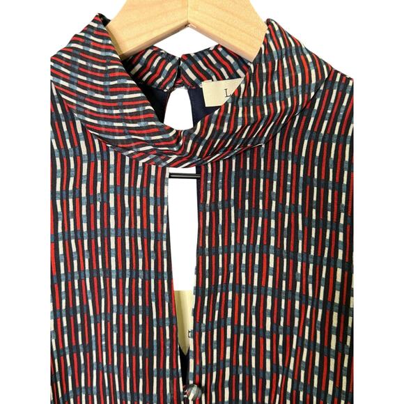 Anthropologie Lenon Striped Peplum Keyhole Puff Sleeve Blouse Top Womens XS Chic - Picture 4 of 9